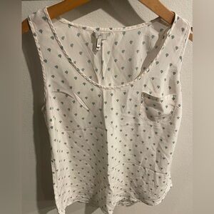Joie silk blend white and‎ blue print tank top size Medium